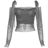 2025 Summer New Women's Pure Color Empathic Street Fashion Word Long-Sleeved T-Shirt 68HZ