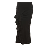 2025 Summer New Women's Solid Color Body Street Fashion High-Waisted Hip Open Skirt 68HZ