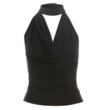 2025 Summer New Women's Clothing Solid Color Repair Street Fashion Hanging Neck Sexy Bare Waist Vest Woman 68HZ