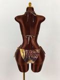 New Holiday Sexy Bikini Metal Design Hanging Neck Strap Strap Vest Tops Swimsuit