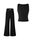 New Thick Twill Smart Wear With Simple Commuter Neutral Style Suit Vest + Gold Buckle Belt Trousers