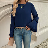 Dili 2025 Autumn And Winter New Temperament Lady Loose Horn Long-Sleeved Top Women's Clothing