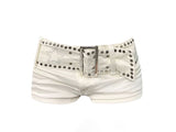 White Babes Shorts Girl Y2k Low-Rise Rivet Denim Summer Super Shorts Slimmed Warm Pants 68HZ