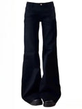 Y2k Low-Rise Black Micro-Tipped Jeans Women Water Wash Retro Hottie Repair Drag Long Pants 68HZ
