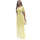 2025 Women's Autumn New Short-Sleeved Solid Round Dress Dress Dress