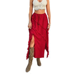 Dili 2025 Spring And Summer Leisure Holiday Wind Solid Color Lace Lace Lace Belt In The Middle Half Dress Woman