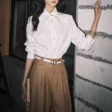New Wear Striped Oblique Tops Old Money Wind Commuting Thick Coat Folded Shirt