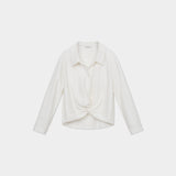 2026 Spring New Comfortable Soft Skin Flat Fake Two Lace Splicing Collar Irregular Kinks Loose Shirt