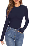 2025 Lady Long-Sleeved Round Collar T-Shirt Sexy Autumn Basic Top T-Shirt