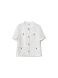 Summer Thin Cardigan Cotton Nylon Blending Cool Sleeve Blouse Cut Side T-Shirt