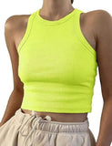 2025 Women's Spring/Summer Short Solid Color Thread Sleeveless T-Shirt Vest