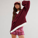 Source Of Street Wind Bumping Long-Sleeved Top Loose Tide Brand Down Shoulder Collar Coat Women Spring And Autumn