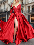 2026 New Sexy Deep V-Neck Lace Lace Dress Squint Tail Banquet Evening Dress