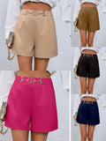 Women's New Fashion Waist Metal Accessories Dress Five-Point Trouser Suit Shorts Trousers Trousers Women