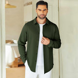 Men's Shirt Autumn And Winter New Long-Sleeved Collar Solid Shirt Casual Dress Top Men