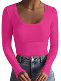 2025 New Women's T-Shirt Basic Thread Round Neck Long Sleeve Sexy Bodyd Woman Top T
