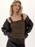 Explosion Design Wood Ear Bow Sling Women's 2025 Sweet Spicy Pure Threaded Waistcoat