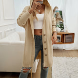 Dili 2025 Autumn And Winter New Casual Loose Cardigan Buckle Hooded Sweater Coat Women's Clothing