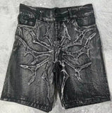 Trendy Design With Cloth Jeans Men's Y2k Dark Street Straight Trousers Loose Five-Point Trousers 68HZ