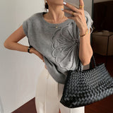 Dili Leisure Holiday Summer Solid Color Short-Sleeved Sweater Women's Clothing 2025 Autumn And Winter