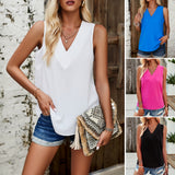 Dili Women's Clothing 2025 Spring And Summer Temperament Casual Solid Color V-Neck Top