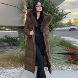 Women's Winter New Thick Warm Collar Tight Belt Hooded Long Cotton Coat Premium Sense