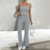 Dili Women's Clothing 2025 Spring And Summer Leisure Solid Color Repair Vest Long Pants Set
