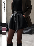 Dili Elegant Temperament Casual Pure Leather Shorts Women's 2025 Autumn And Winter