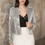 2025 Spring Burst Round Lead Long-Sleeved Sleeves Open-Colored Cardigan Casual Set Of Lightset Coat Woman