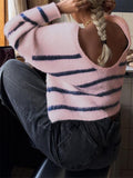 Dili Casual Striped Wool Long-Sleeved Top Sweater Women's Clothing 2025 Autumn And Winter