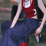 Y2K Fake Two Hottie Vest Girl Chic Design Feeling Star Hit The Color Of Short Slings 68HZ