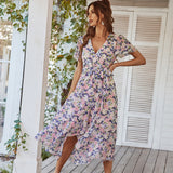 Independent Research And Development Design Printing Flowing Dress 2025 Sexy Holiday Big Dress