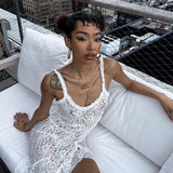 2025 Summer New Lace Half-Permeable Dress Sexy Sling Suit