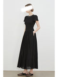 Irregular Strong Texture Silk Silk Cotton Light And Breathable Light And Thin Heavy Industry To Take Folded Flower Buckwl Sleeve Umbrella Dress