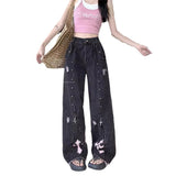 Punk Sweet Cool High-Rise Straight Jeans Women Y2k Subculture New Thin Loose Tug Long Pants 68HZ