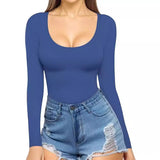 2025 Women's Low Round Collar Long Sleeve Sextender T-Shirt T-Shirt