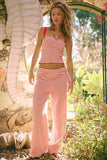Sexy Self-Pairing Casual Striped Set Of Color Corset Tsets Fashion Tight Trousers Two-Piece Set 68HZ