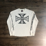 New Trendy Waffre Printed T-Shirt Men's High Street Loose Set Long-Sleeved Retro Top 68HZ