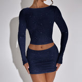 Dilu Y2K Sexy Long-Sleeved T-Shirt Skirt Two-Piece Suit Women's Dress 2025 Autumn And Winter