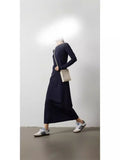 Mid-Long Dress Female Medard Color Quiet Luxury Style Simple Thin Inner Air Layer Bottom Dress