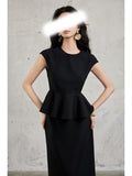 Spring And Summer New Woven Material Hepburn Wind Waist Umbrella-Shaped Top High-Rise Skirt Set