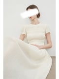 Irregular Strong Texture Silk Silk Cotton Light And Breathable Light And Thin Heavy Industry To Take Folded Flower Buckwl Sleeve Umbrella Dress