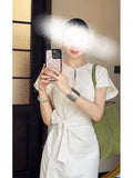 The New Hopeful Holiday Wind Tied With White Dress Summer Short-Sleeved Dress