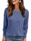 2025 Women's Simple Commuter T-Shirt Women's Pit Round Neck Long-Sleeved Top