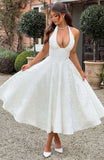 New V-Neck Hanging Neck Sleeveless Tie With Waist Holiday Dress Dress Long High Dress Skirt 68HZ