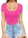 2025 Sexy Women's Low Round Collar Short-Sleeved T-Shirt T-Shirt