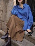 New Klein Blue Cotton Shirt Women Loose Shirt Women Multi-Season Wear Folding Clothes