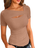 2025 New Products, Irregularly Repairing Short-Sleeved T-Shirt Top Women Women's Clothing