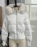 Fashion Winter Korean Woolen Hooded Zip Cotton Suit New 2025 Short-Sleeved Women's Clothing
