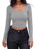 2025 New Explosion Thread Pit Strip Repair Short Long-Sleeved Square T-Shirt Girl